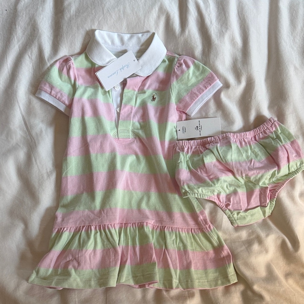 Ralph Lauren Pastel Striped Polo Dress Set